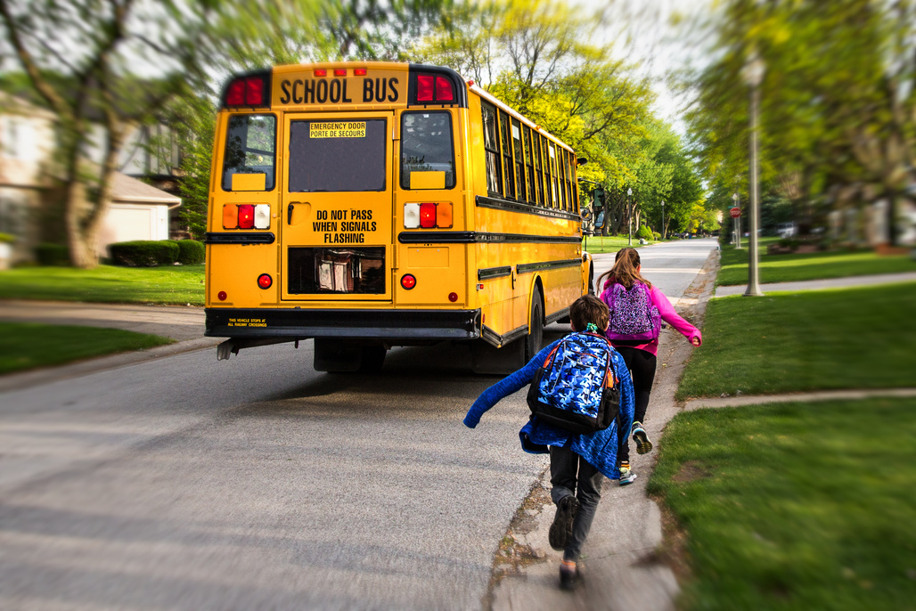 Running to Catch the School Bus